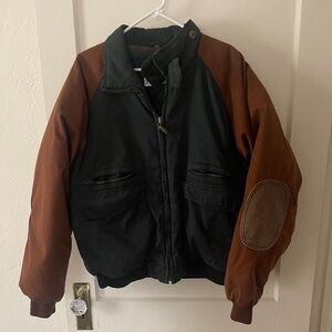 Vintage 90s downtown girl Ash Creek Trading Puffer Coat Leather Elbow Patc XL